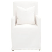Essentials For Living Shelter Slipcover Arm Dining Chair ~ LiveSmart Peyton-Pearl With Natural Gray Birch Frame