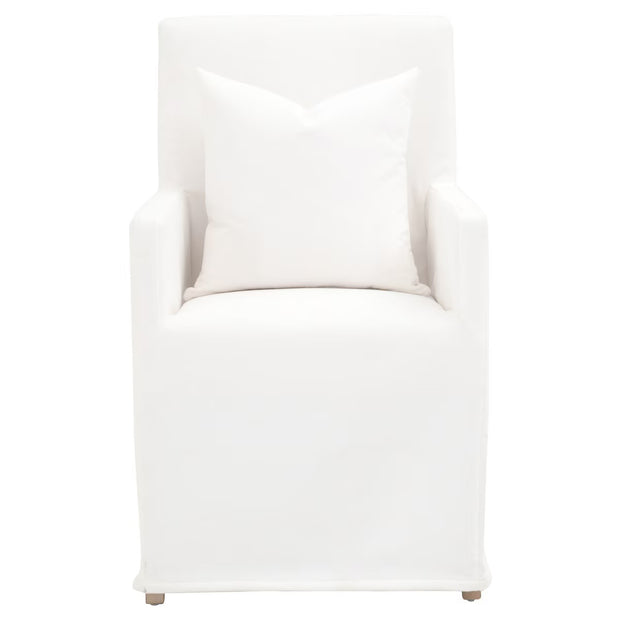 Essentials For Living Shelter Slipcover Arm Dining Chair ~ LiveSmart Peyton-Pearl With Natural Gray Birch Frame