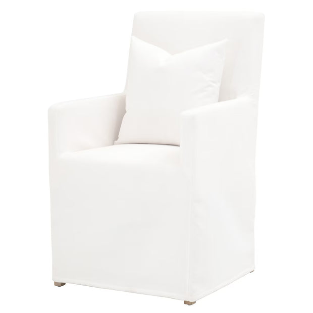 Essentials For Living Shelter Slipcover Arm Dining Chair ~ LiveSmart Peyton-Pearl With Natural Gray Birch Frame