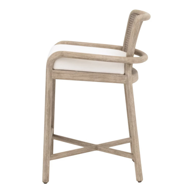 Essentials For Living Avalon Counter Stool ~ LiveSmart Peyton Pearl With Natural Gray Mahogany Frame