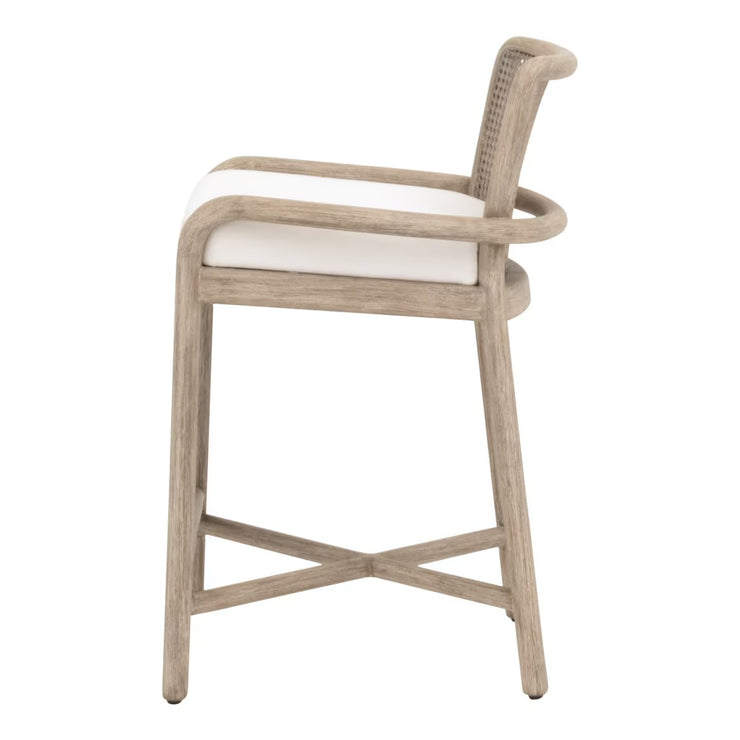 Essentials For Living Avalon Counter Stool ~ LiveSmart Peyton Pearl With Natural Gray Mahogany Frame