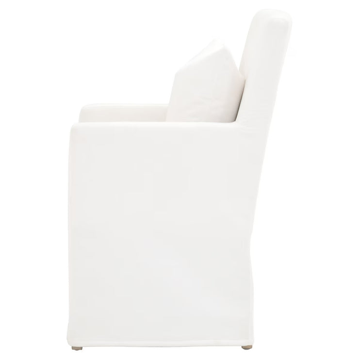 Essentials For Living Shelter Slipcover Arm Dining Chair ~ LiveSmart Peyton-Pearl With Natural Gray Birch Frame