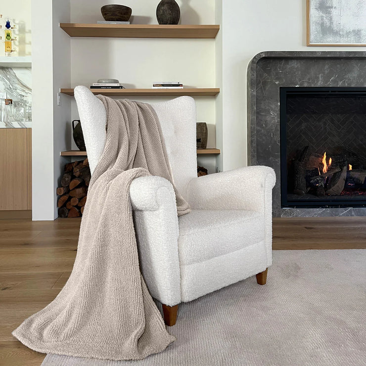 Kashwere Ultra Soft Dark Oatmeal Ribbed Throw Kash Lite