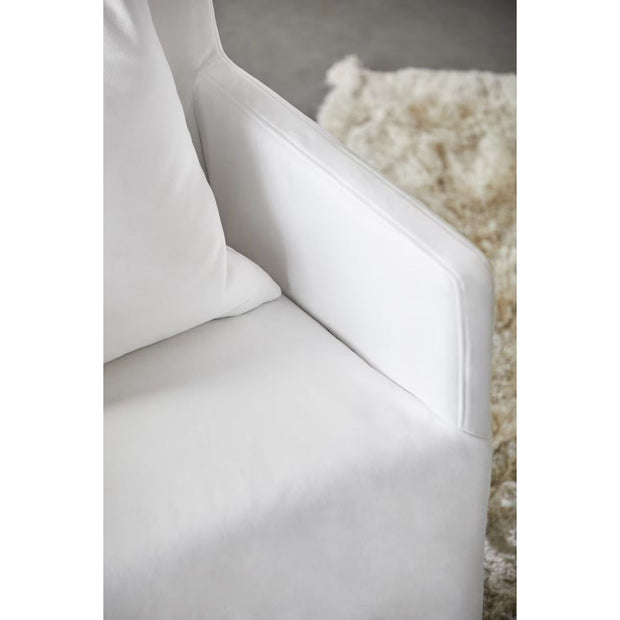 Essentials For Living Shelter Slipcover Arm Dining Chair ~ LiveSmart Peyton-Pearl With Natural Gray Birch Frame