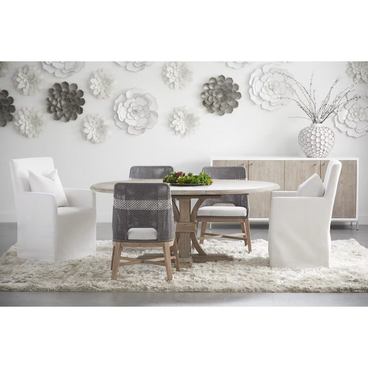 Essentials For Living Shelter Slipcover Arm Dining Chair ~ LiveSmart Peyton-Pearl With Natural Gray Birch Frame