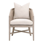 Essentials For Living McGuire Arm Dining Chair ~ LiveSmart Gellar-Linen With Natural Gray Oak & Cane Frame