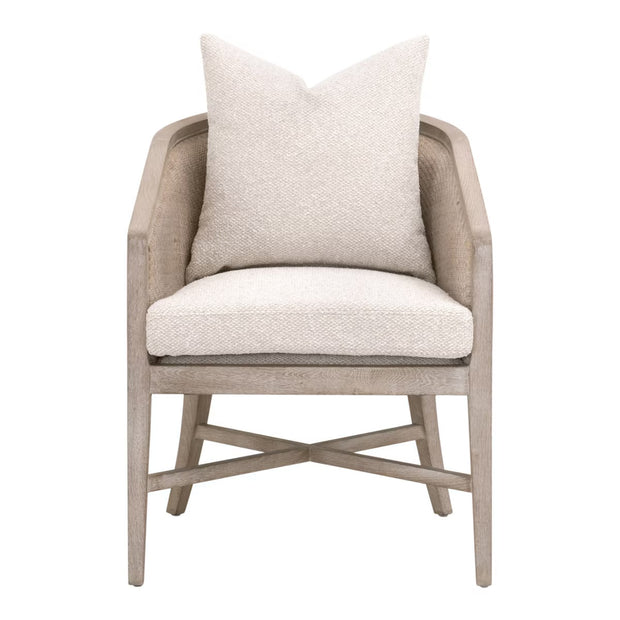 Essentials For Living McGuire Arm Dining Chair ~ LiveSmart Gellar-Linen With Natural Gray Oak & Cane Frame