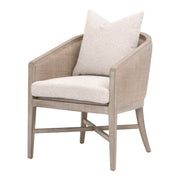 Essentials For Living McGuire Arm Dining Chair ~ LiveSmart Gellar-Linen With Natural Gray Oak & Cane Frame