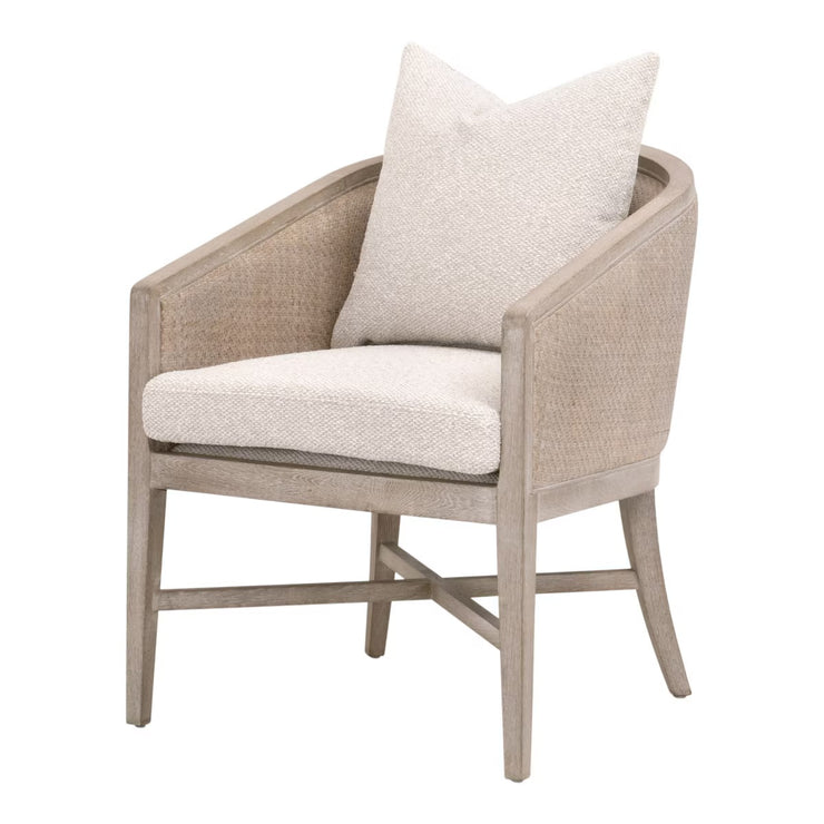 Essentials For Living McGuire Arm Dining Chair ~ LiveSmart Gellar-Linen With Natural Gray Oak & Cane Frame