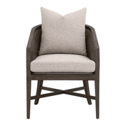Essentials For Living McGuire Arm Dining Chair ~ LiveSmart Gellar-Jute, Matte Brown Oak With Cane Frame
