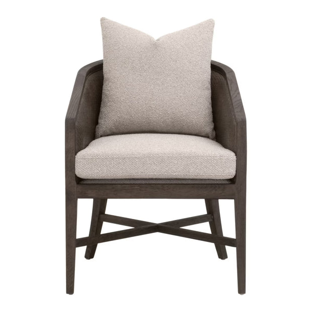 Essentials For Living McGuire Arm Dining Chair ~ LiveSmart Gellar-Jute, Matte Brown Oak With Cane Frame