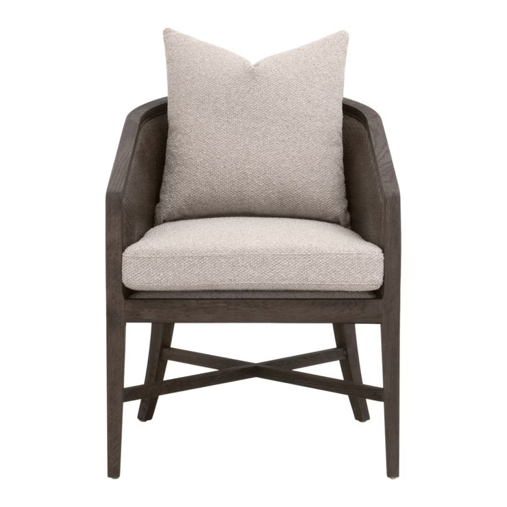 Essentials For Living McGuire Arm Dining Chair ~ LiveSmart Gellar-Jute, Matte Brown Oak With Cane Frame