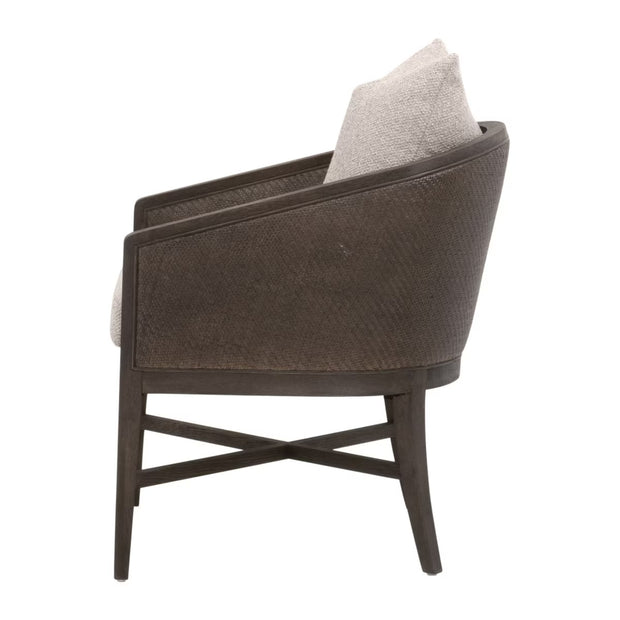 Essentials For Living McGuire Arm Dining Chair ~ LiveSmart Gellar-Jute, Matte Brown Oak With Cane Frame