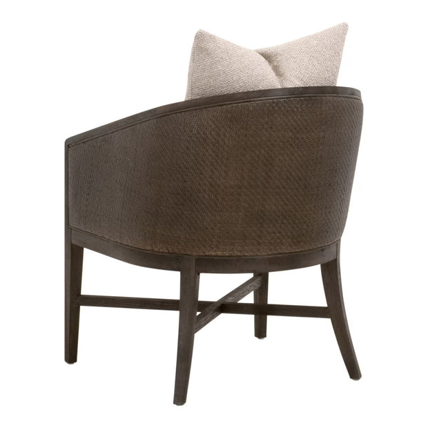 Essentials For Living McGuire Arm Dining Chair ~ LiveSmart Gellar-Jute, Matte Brown Oak With Cane Frame