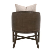 Essentials For Living McGuire Arm Dining Chair ~ LiveSmart Gellar-Jute, Matte Brown Oak With Cane Frame