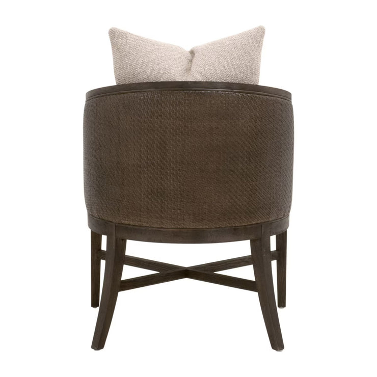 Essentials For Living McGuire Arm Dining Chair ~ LiveSmart Gellar-Jute, Matte Brown Oak With Cane Frame