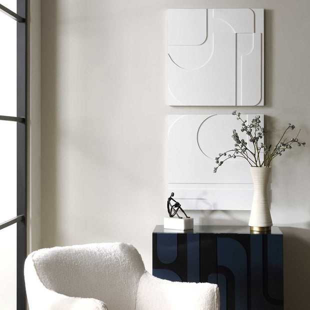 Uttermost Contours Set of 2 White Wood Wall Art Decor