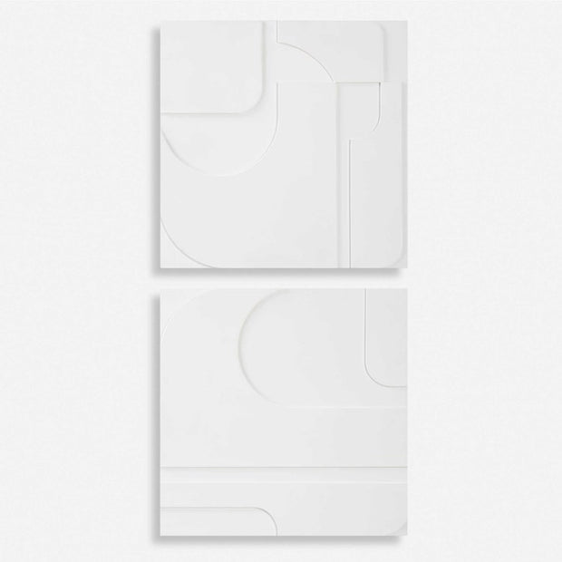 Uttermost Contours Set of 2 White Wood Wall Art Decor