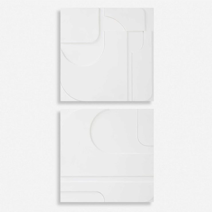 Uttermost Contours Set of 2 White Wood Wall Art Decor