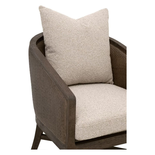 Essentials For Living McGuire Arm Dining Chair ~ LiveSmart Gellar-Jute, Matte Brown Oak With Cane Frame