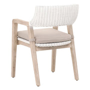 Essentials For Living Lucia Arm Dining Chair ~ White Rattan, Light Gray With Natural Gray Mahogany Frame