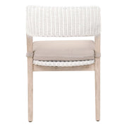 Essentials For Living Lucia Arm Dining Chair ~ White Rattan, Light Gray With Natural Gray Mahogany Frame