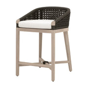 Essentials For Living Montecito Counter Stool~ Anthracite Round Rope, LiveSmart Peyton-Pearl With Natural Gray Mahogany Frame