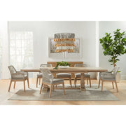 Essentials For Living Loom Arm Dining Chair ~ Taupe & White Flat Rope, Performance Pumice With Natural Gray Mahogany Frame