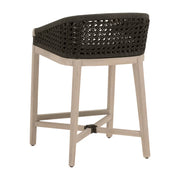 Essentials For Living Montecito Counter Stool~ Anthracite Round Rope, LiveSmart Peyton-Pearl With Natural Gray Mahogany Frame