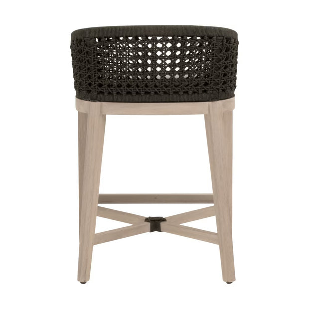 Essentials For Living Montecito Counter Stool~ Anthracite Round Rope, LiveSmart Peyton-Pearl With Natural Gray Mahogany Frame