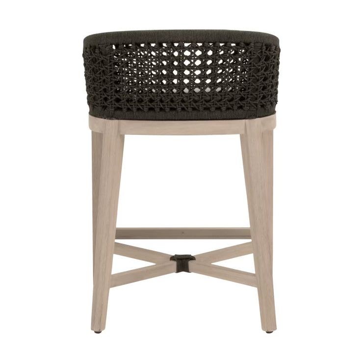 Essentials For Living Montecito Counter Stool~ Anthracite Round Rope, LiveSmart Peyton-Pearl With Natural Gray Mahogany Frame
