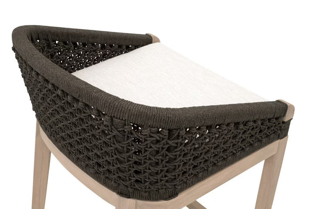 Essentials For Living Montecito Counter Stool~ Anthracite Round Rope, LiveSmart Peyton-Pearl With Natural Gray Mahogany Frame