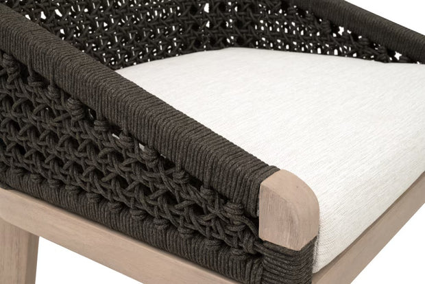 Essentials For Living Montecito Counter Stool~ Anthracite Round Rope, LiveSmart Peyton-Pearl With Natural Gray Mahogany Frame