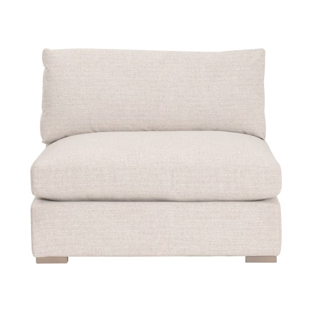 Essentials For Living Newport Outdoor Modular 1- Seat Armless Chair ~ LiveSmart Shapiro-Sand With Desert Accoya Legs