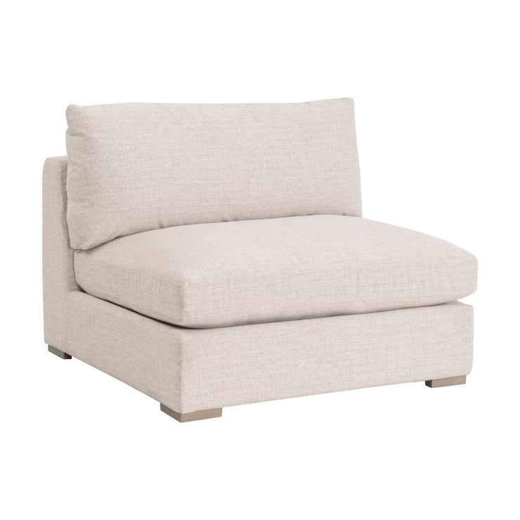 Essentials For Living Newport Outdoor Modular 1- Seat Armless Chair ~ LiveSmart Shapiro-Sand With Desert Accoya Legs