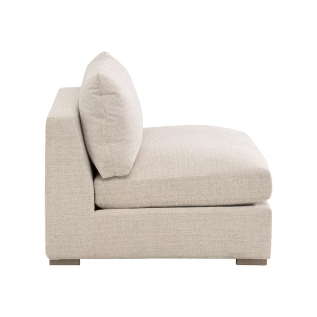 Essentials For Living Newport Outdoor Modular 1- Seat Armless Chair ~ LiveSmart Shapiro-Sand With Desert Accoya Legs