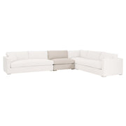 Essentials For Living Newport Outdoor Modular 1- Seat Armless Chair ~ LiveSmart Shapiro-Sand With Desert Accoya Legs