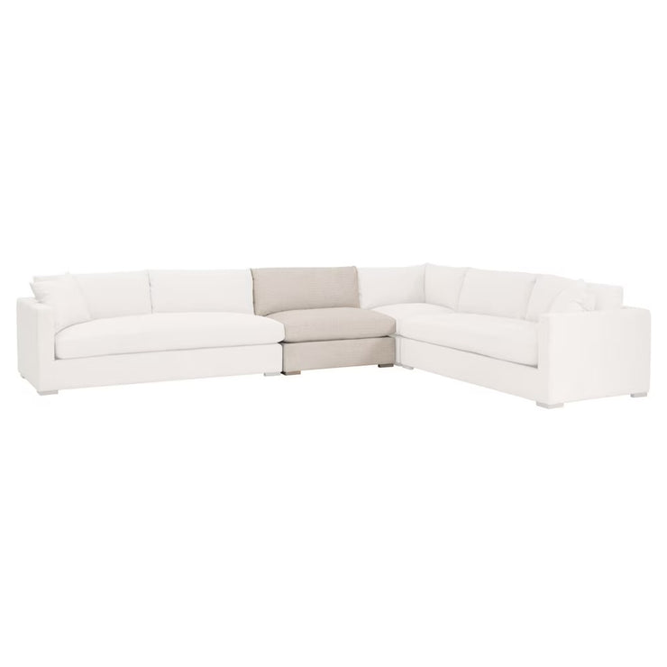 Essentials For Living Newport Outdoor Modular 1- Seat Armless Chair ~ LiveSmart Shapiro-Sand With Desert Accoya Legs