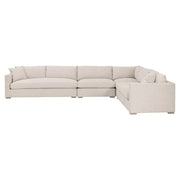 Essentials For Living Newport Outdoor Modular 2- Seat Right Track Arm Sofa ~ LiveSmart Shapiro-Sand With Desert Accoya Legs