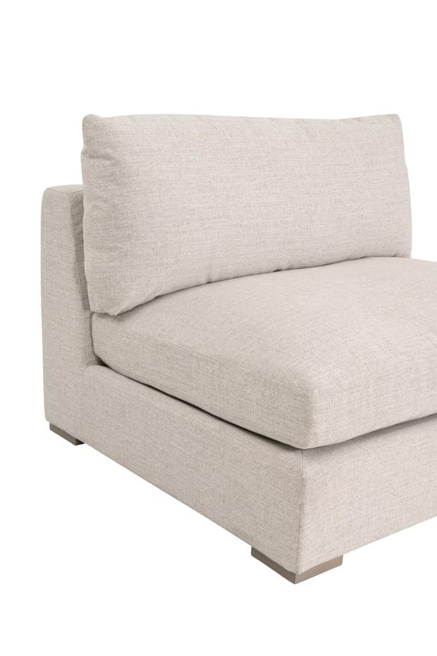 Essentials For Living Newport Outdoor Modular 1- Seat Armless Chair ~ LiveSmart Shapiro-Sand With Desert Accoya Legs