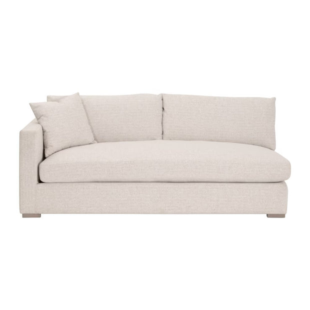 Essentials For Living Newport Outdoor Modular 2- Seat Left Track Arm Sofa ~ LiveSmart Shapiro-Sand With Desert Accoya Legs