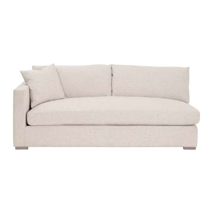 Essentials For Living Newport Outdoor Modular 2- Seat Left Track Arm Sofa ~ LiveSmart Shapiro-Sand With Desert Accoya Legs