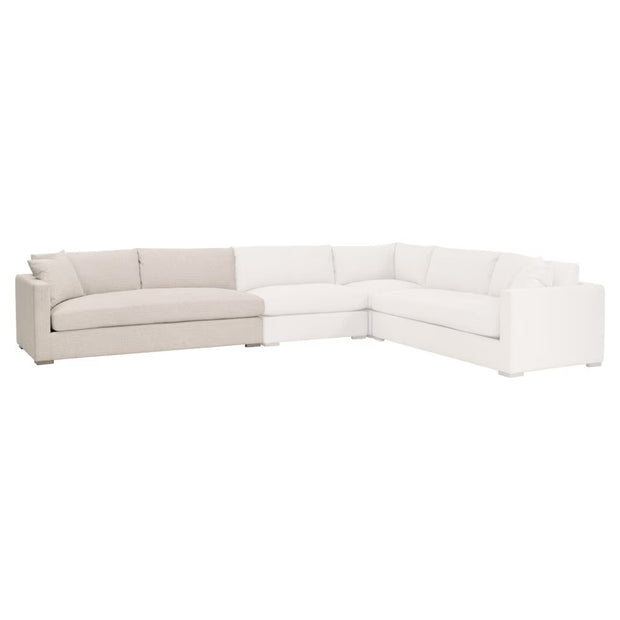 Essentials For Living Newport Outdoor Modular 2- Seat Left Track Arm Sofa ~ LiveSmart Shapiro-Sand With Desert Accoya Legs