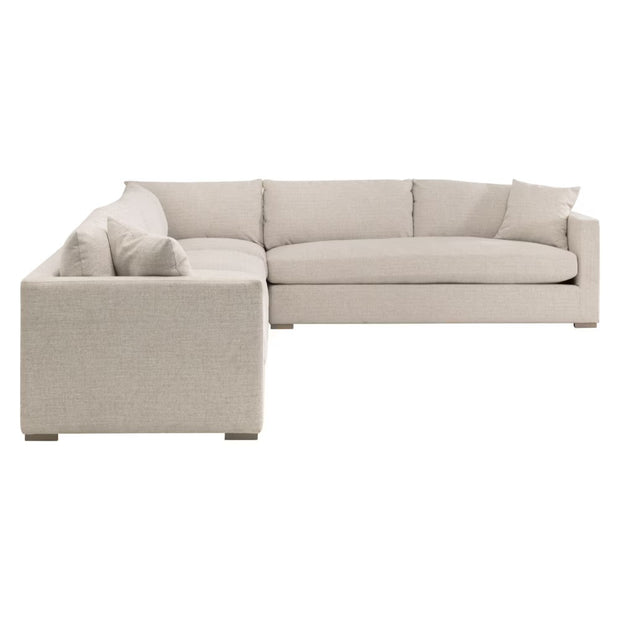 Essentials For Living Newport Outdoor Modular Corner Chair ~ LiveSmart Shapiro-Sand With Desert Accoya Legs
