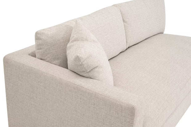 Essentials For Living Newport Outdoor Modular 2- Seat Left Track Arm Sofa ~ LiveSmart Shapiro-Sand With Desert Accoya Legs