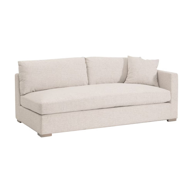 Essentials For Living Newport Outdoor Modular 2- Seat Right Track Arm Sofa ~ LiveSmart Shapiro-Sand With Desert Accoya Legs