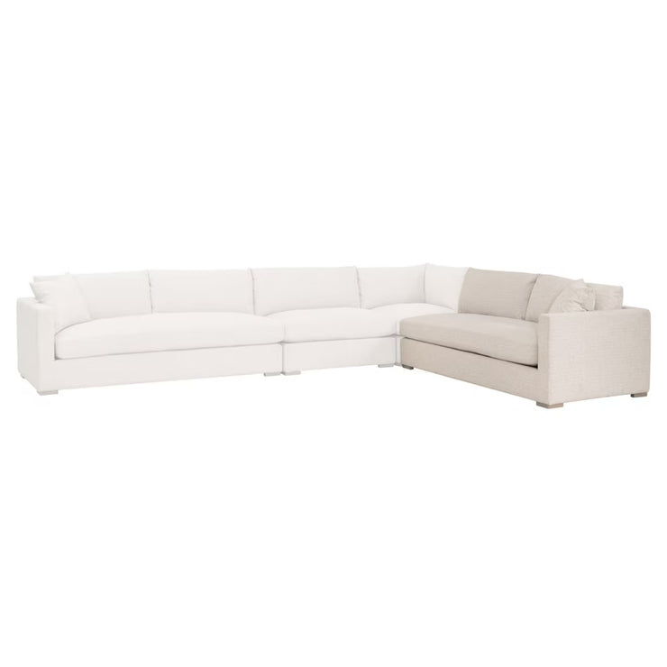 Essentials For Living Newport Outdoor Modular 2- Seat Right Track Arm Sofa ~ LiveSmart Shapiro-Sand With Desert Accoya Legs