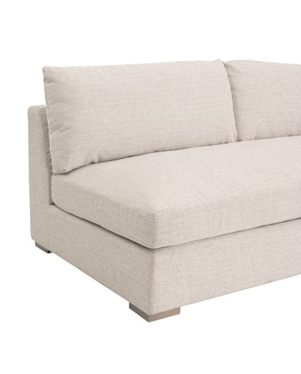 Essentials For Living Newport Outdoor Modular 2- Seat Right Track Arm Sofa ~ LiveSmart Shapiro-Sand With Desert Accoya Legs