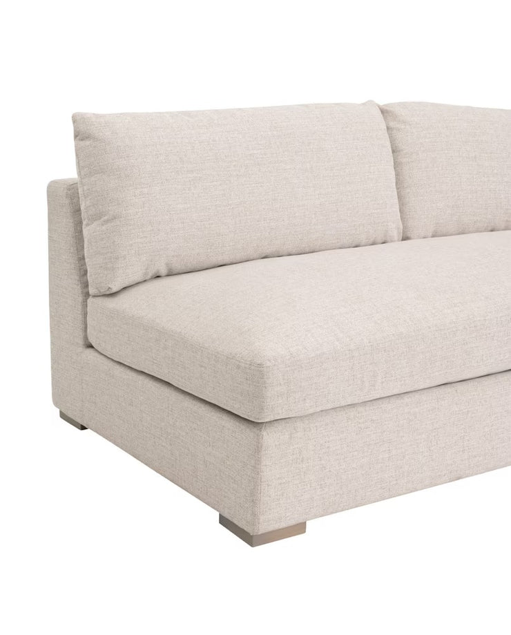 Essentials For Living Newport Outdoor Modular 2- Seat Right Track Arm Sofa ~ LiveSmart Shapiro-Sand With Desert Accoya Legs
