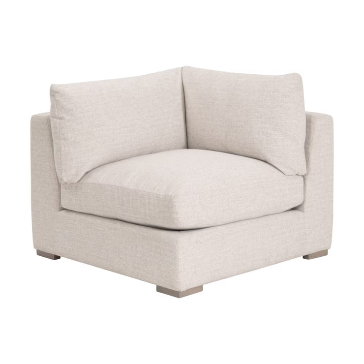 Essentials For Living Newport Outdoor Modular Corner Chair ~ LiveSmart Shapiro-Sand With Desert Accoya Legs